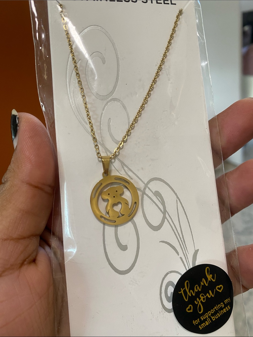 Tous Gold-Tone Pendant Necklace Stainless Steel